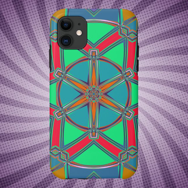 Coques Case-Mate iPhone Carton Mandala Vert Rouge et Bleu (Créateur téléchargé)