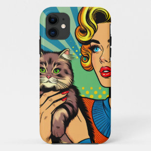 Case-Mate iPhone Case Cartoon Comic Pop Art Femmes et chat Personnalisé