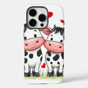Coques iPhone 16 Pro Cartoon Cow Couple Love