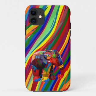 Coque iPhone 11 Cas abstrait polychrome de téléphone d'éléphant