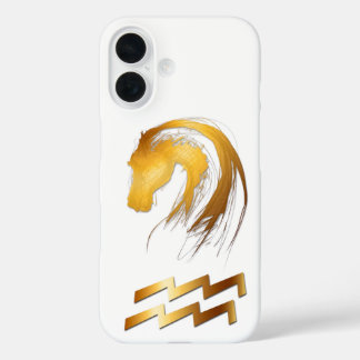 Coque Pour iPhone 16 Cas Aquarius Cheval Astrologie Chinoise et Occiden