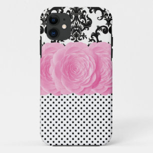 Coque iPhone 11 Cas de l'iPhone 5 de damassé de point de polka