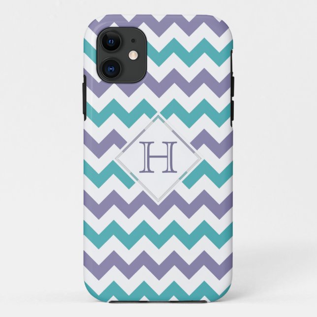 Coques Case-Mate iPhone cas de l'iPhone 5 : Monogramme : Chevron pourpre (Dos)