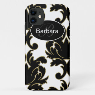 Coque iPhone 11 Cas de l'iPhone 5S de monogramme de damassé