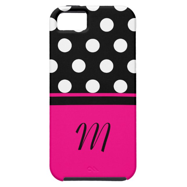 Coques Case-Mate iPhone Cas de monogramme de pois (Dos)