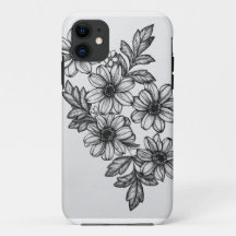Cas de téléphone de fleurs de Blackwork