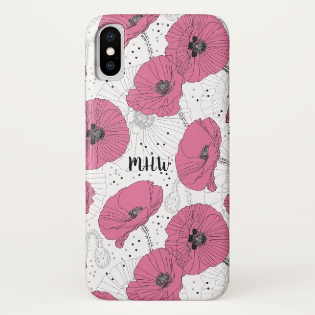 Coques Case-Mate iPhone Cas de téléphone monogramme personnalisé Fleurs de (Dos)