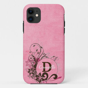 Etui iPhone Case-Mate Cas dur floral rose décoré d'un monogramme de
