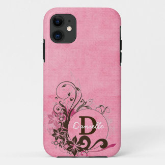 Etui iPhone Case-Mate Cas dur floral rose décoré d'un monogramme de