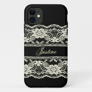 Coque iPhone 11 Cas en ivoire de l'iPhone 5 de dentelle