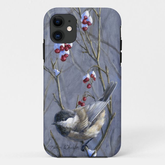 Coques Case-Mate iPhone Cas fait sur commande d'art d'oiseau de Chickadee (Dos)
