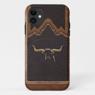 Coque Case-Mate Pour iPhone Cas iPhone5 en cuir de Sim de photo de Longhorn