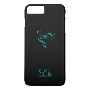 Coques Pour iPhone Cas plus de l'iPhone 7 turquoises de coeur de clef