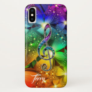 Coques Pour iPhone Cas psychédélique de l'iPhone X de clef de musique