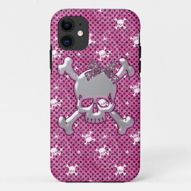 Coques Case-Mate iPhone Cas rose de l'iPhone mignon 5 de crânes et de pois (Dos)