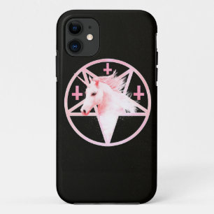 Coque iPhone 11 Cas rose de pentagone étoilé de licorne