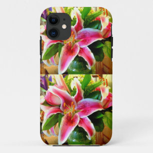 Coque iPhone 11 cas rose de téléphone de lis d'astronome