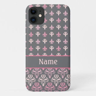 Etui iPhone Case-Mate Cas rose Girly de l'iPhone 5 de Gray Fleur de Lis