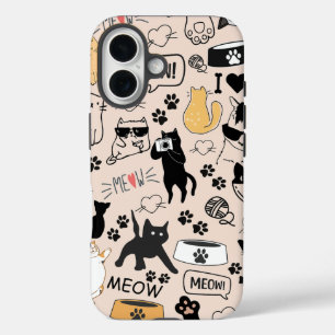 Coque Pour iPhone 16 Cas téléphonique Motif Amoureux de les chats migno