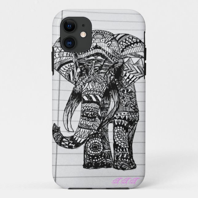 Coques Case-Mate iPhone Cas tiré par la main de téléphone d'éléphant (Dos)