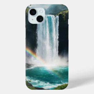 Coque iPhone 15 Mini Cascade et arc-en-ciel