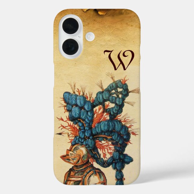 COQUES Case-Mate iPhone CASQUE DE CHEVALIER ANTIQUE AUX FEUILLES BLEU ROUG (Verso)