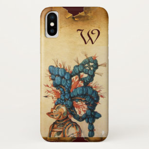 ETUI iPhone Case-Mate CASQUE DE CHEVALIER ANTIQUE AUX FEUILLES BLEU ROUG