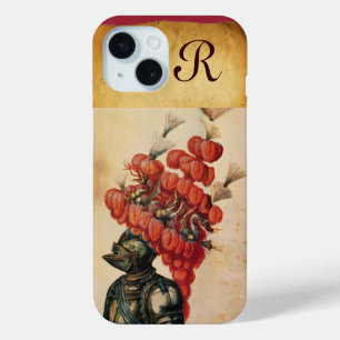 COQUE POUR iPhone 15 CASQUE DE CHEVALIER ANTIQUE, DRAGONS ET PIEDS ROUG