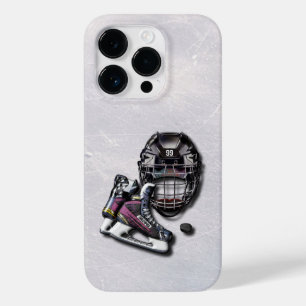 Coque Pour iPhone 14 Pro Casque De Hockey Sur Glace Patins Camion Avec Nom 