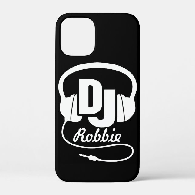 Coques Case-Mate iPhone Casque de nom DJ noir et blanc (Verso)