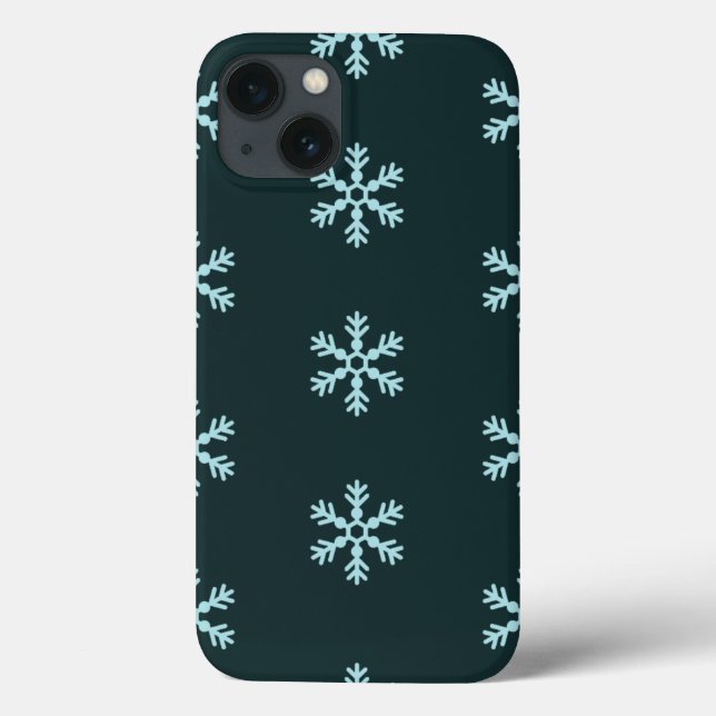 Coques Case-Mate iPhone Casque de téléphone Cyan foncé Blue Snowflakes (Verso)