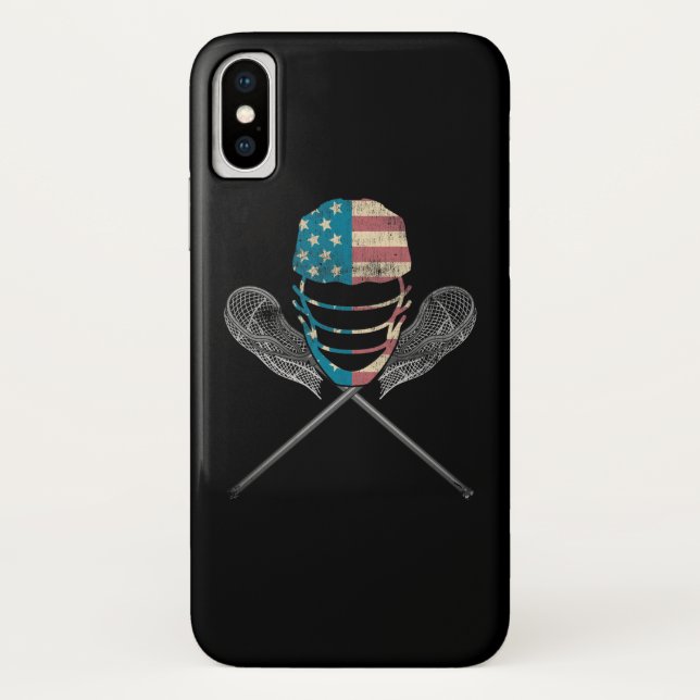 Coques Case-Mate iPhone Casque Et Bâton Lacrosse Drapeau Américain (Dos)