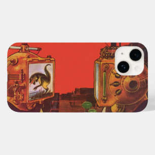 Coque Pour iPhone 14 Casques vintages de science-fiction, Aliens de pun