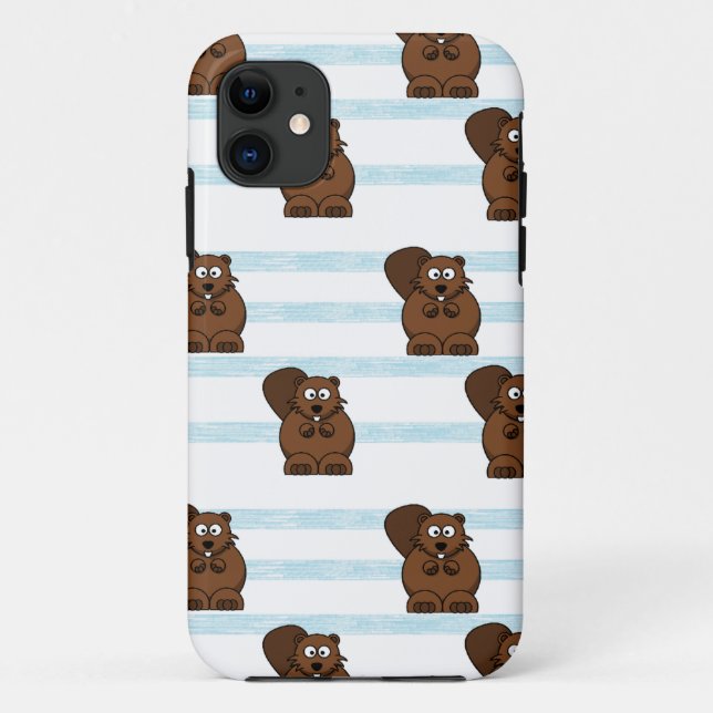 Coques Case-Mate iPhone Castor sur bandes bleues (Dos)