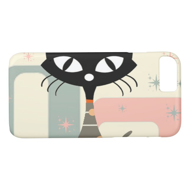 Coques Case-Mate iPhone Cat du milieu du siècle moderne (Dos (Horizontal))