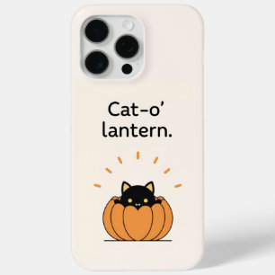Coque iPhone 15 Pro Max Cat-o’ Lanterne noir Chat Citrouille Téléphone