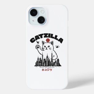 Coque Pour iPhone 15 Catzilla - Drôle Chat Godzilla Parodie