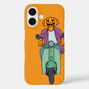 Coque Pour iPhone 16 Cavalier Citrouille sur Scooter Menthe