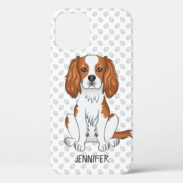 Coques Case-Mate iPhone Cavalier King Charles Spaniel Blenheim & Nom (Verso)
