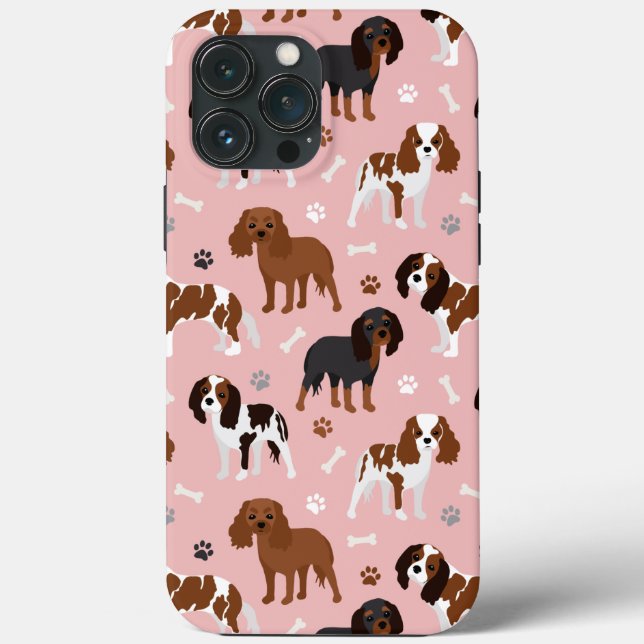 Coques Case-Mate iPhone Cavalier King Charles Spaniel Paws and Bones (Verso)