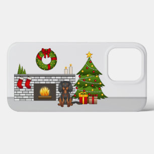 Case-Mate iPhone Case Cavalier noir et fauve dans une salle de Noël