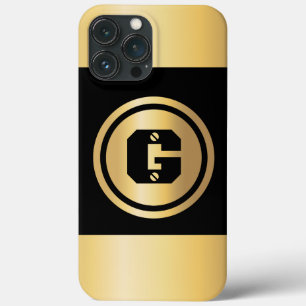 Case-Mate iPhone Case Cercle d'or personnalisé Monogramme initial Noir 