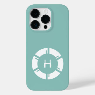 Coque Pour iPhone 14 Pro Cercle Futuriste Avec Monogramme Sci-Fi Mint Vert