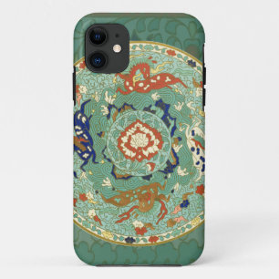 Coques Pour iPhone Cercle vert bleu chinois vintage