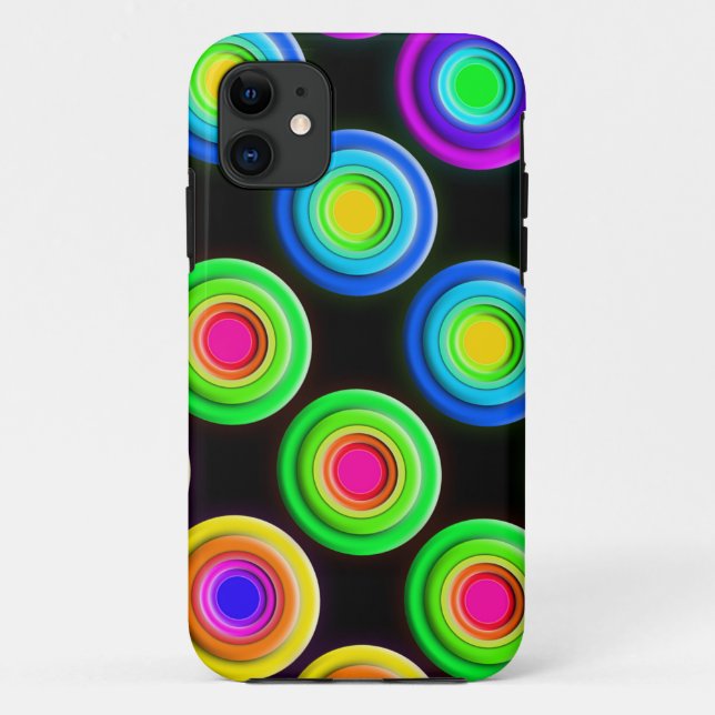 Coques Case-Mate iPhone Cercles 3D colorés funky (Dos)
