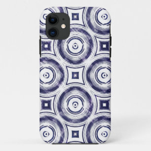 Coques Pour iPhone Cercles bleu foncé vintage Abstraits