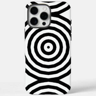 Coques iPhone 16 Pro Max Cercles concentriques noir et blanc Illusion d'opt