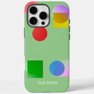 Coques iPhone 16 Pro Max Cercles et Carrés colorés, Sage Green Nom