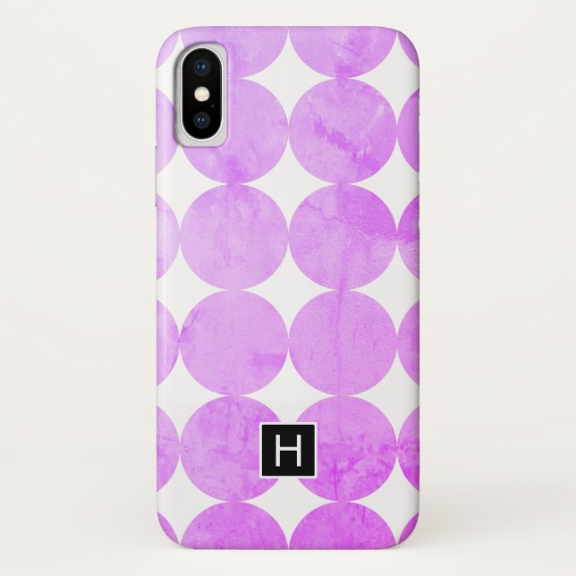 Coques Case-Mate iPhone Cercles violets modernes | Monogramme (Dos)
