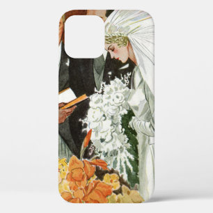 Coque iPhone 12 Cérémonie de mariage vintage avec mariée et marié